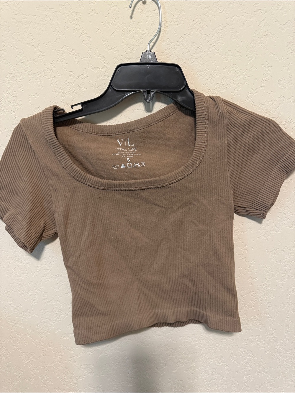 Square Neck Ribbed Crop Top in Brown